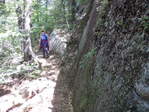 Coon Mountain Trail has lots of rocks and cliffs.
