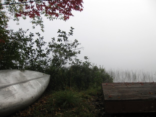 A foggy late-summer morning on Chateaugay Lake.