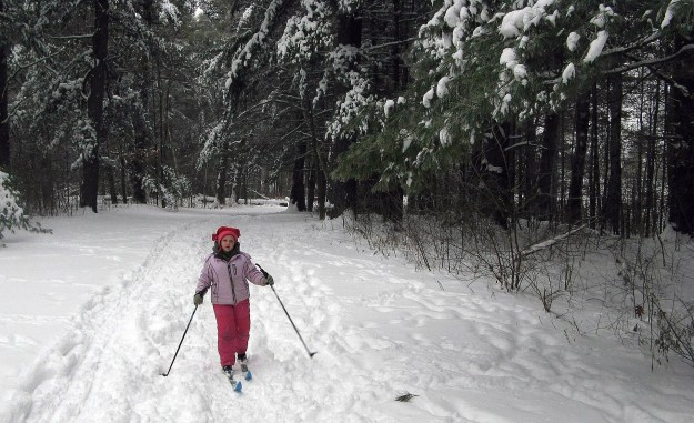 Skiing with Brigid in 2012.